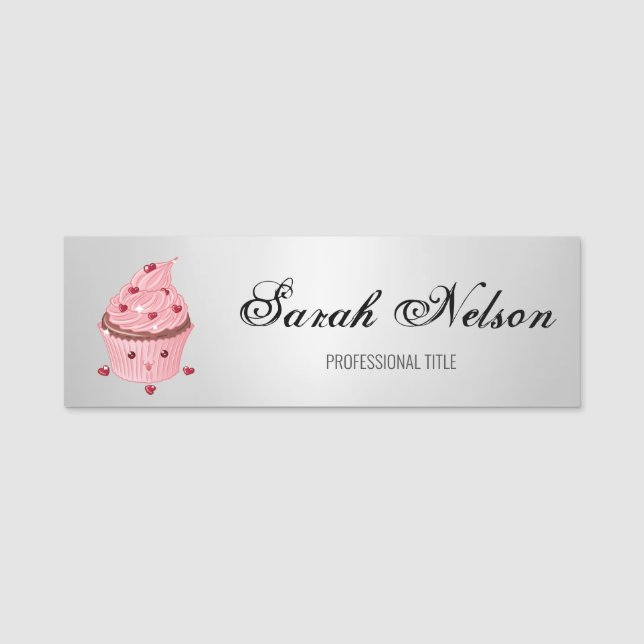 Elegant Stylish Funny Cupcake Name Tag (Front)