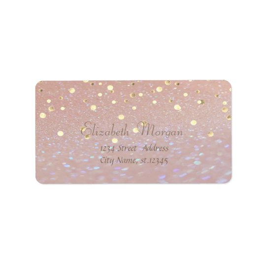 Elegant Stylish ,Fux Gold Foil Confetti Address Label