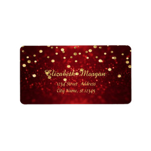 Elegant  Stylish ,Fux Gold Foil Confetti,Bokeh Red Label