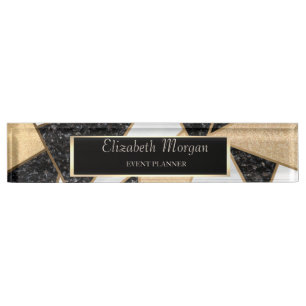 Elegant Stylish Geometric, Marble, Frame Nameplate