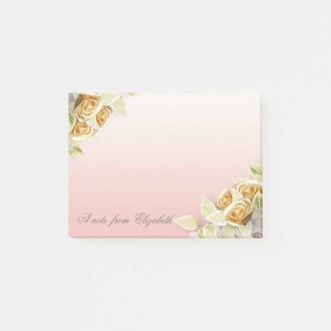 Elegant Stylish Girly ,Faux Gold Roses Post-it Notes (Front)