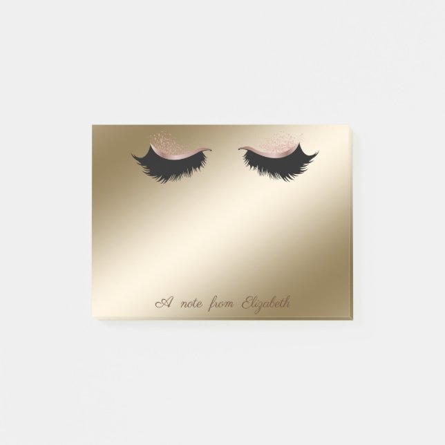 Elegant Stylish,Girly, Gold, Faux Lashes Post-it Notes (Front)