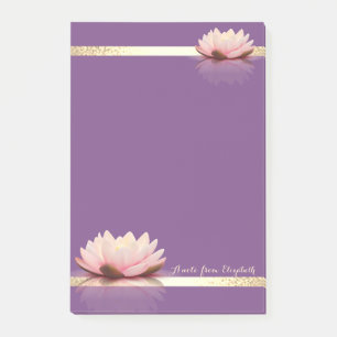 Elegant Stylish Girly Gold Stripes,Purple Lotos Post-it Notes