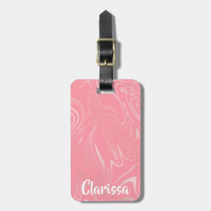 Elegant stylish girly rose gold marble look pink luggage tag