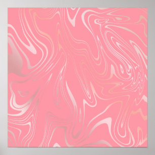 Elegant stylish girly rose gold marble look pink poster