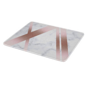 Elegant stylish girly rose gold white marble cutting board