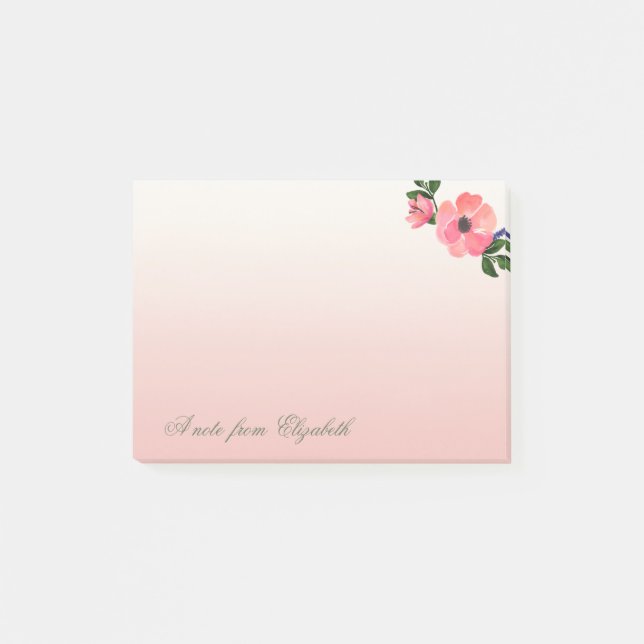 Elegant Stylish Girly , Watercolor  Flowers Post-it Notes (Front)