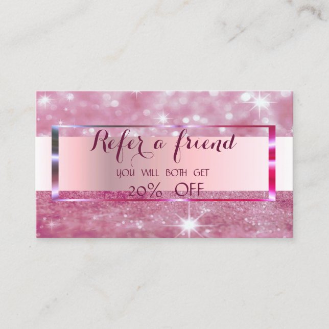 Elegant Stylish Glitter Bokeh  Frame Referral Card (Front)