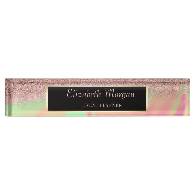 Elegant Stylish Glitter Bokeh Ombre,Frame Nameplate (Front)