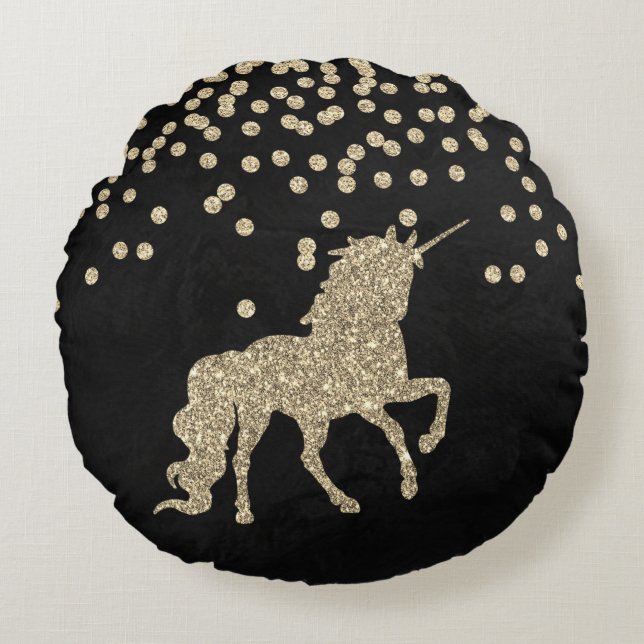Elegant Stylish Glitter Foil Confetty-Diamonds Round Cushion (Front)