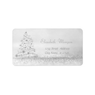 Elegant Stylish  Glittery,Bokeh,Christmas Tree Label