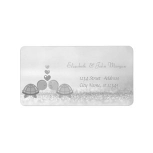 Elegant Stylish  Glittery,Bokeh,Turtles In Love Label