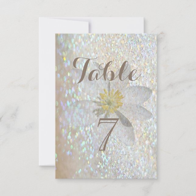 Elegant Stylish,Glittery,Daisy Table  Card (Front)