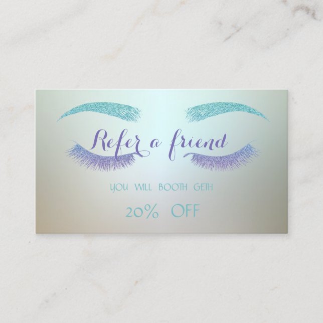 Elegant ,Stylish,Glittery Faux Lashes   Referral Card (Front)