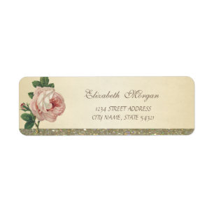 Elegant Stylish Glittery ,Rose Address Label