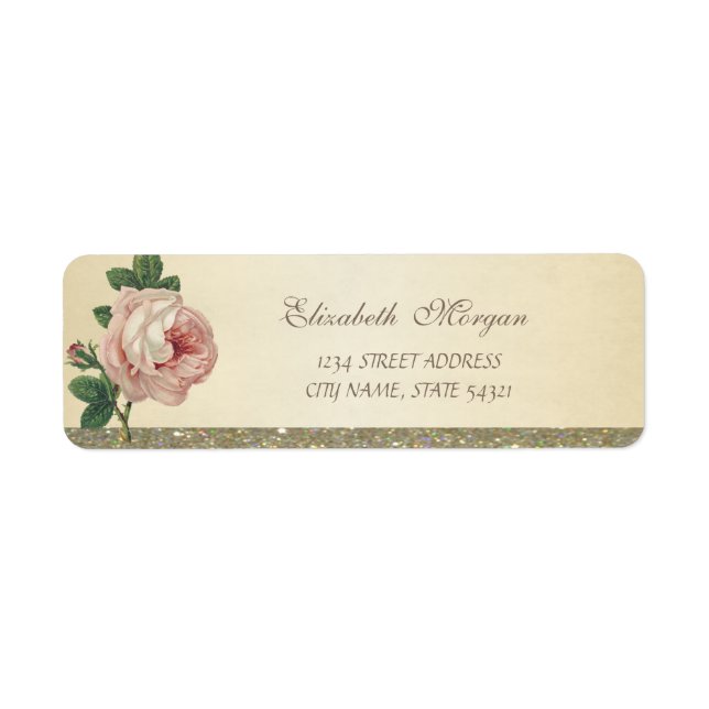 Elegant Stylish  Glittery ,Rose Address Label (Front)