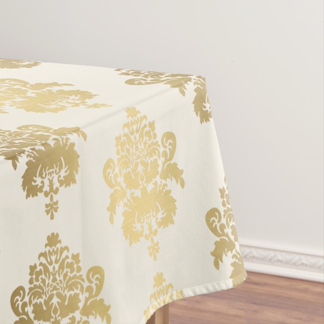 Elegant Stylish Glowing Gold Damask Tablecloth (In Situ)