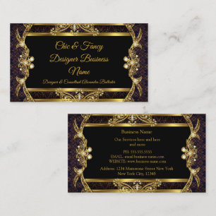 Elegant Stylish Gold Black Brocade Designer Business Card