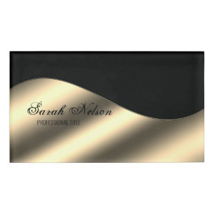 Elegant Stylish Gold Black Name Tag