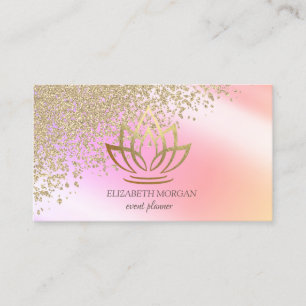 Elegant Stylish Gold Diamonds Lotus Ombre Business Card