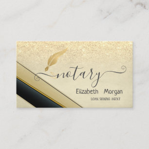 Elegant Stylish Gold Feather Notary Glitter Business Card