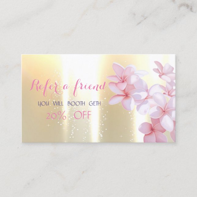 Elegant Stylish ,Gold,Flowers  Referral Card (Front)
