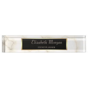 Elegant Stylish Gold Frame, Marble Nameplate