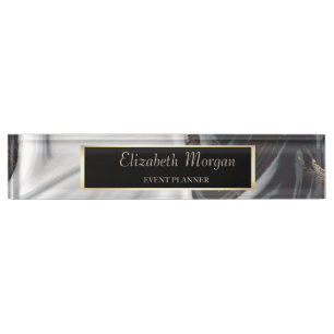 Elegant Stylish Gold Frame, Marble Nameplate