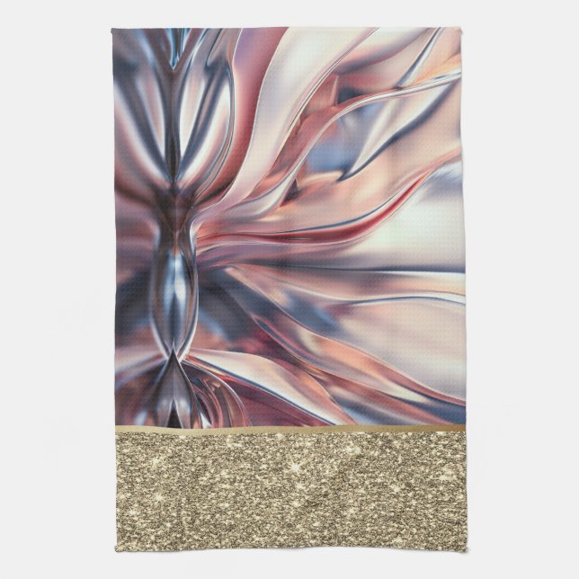 Elegant Stylish Gold Glitter,Abstract  Tea Towel (Vertical)
