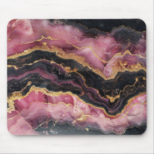 Elegant Stylish Gold Glitter Black Burgundy Marble Mouse Mat