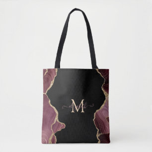Elegant Stylish Gold Glitter Burgundy Agate Bath Tote Bag