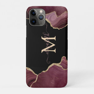 Elegant Stylish Gold Glitter Burgundy Agate   iPhone 11 Pro Case