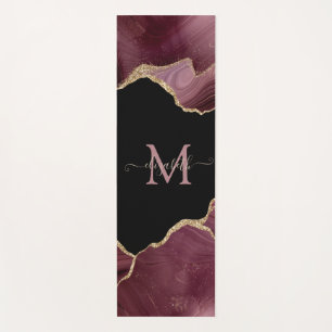 Elegant Stylish Gold Glitter Burgundy Agate  Yoga Mat