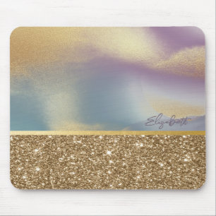 Elegant Stylish Gold Glitter Colourful Mouse Mat