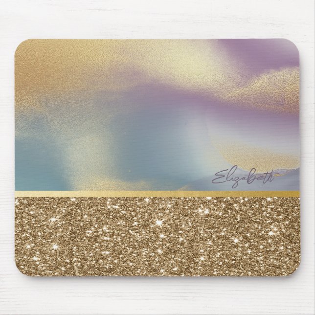 Elegant Stylish Gold Glitter Colourful Mouse Mat (Front)