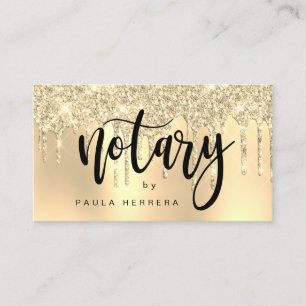 Elegant stylish gold glitter drips notary  business card