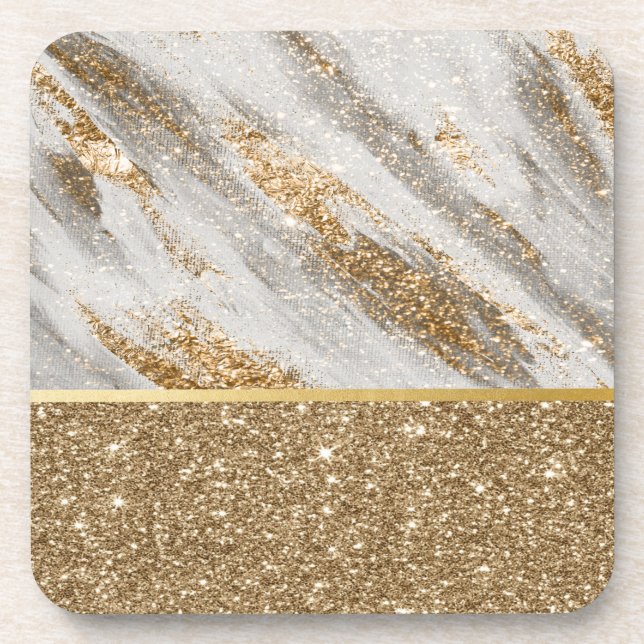 Elegant Stylish Gold Glitter Shiny    Coaster (Front)