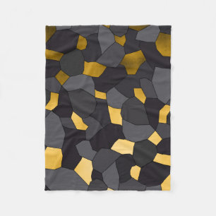 Elegant stylish gold grey and black mosaic fleece blanket