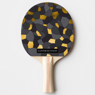 Elegant stylish gold grey and black mosaic ping pong paddle