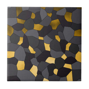 Elegant stylish gold grey and black mosaic tile