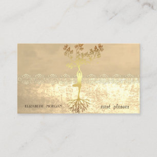 Elegant Stylish Gold,Lace Tree Silhouette Business Card