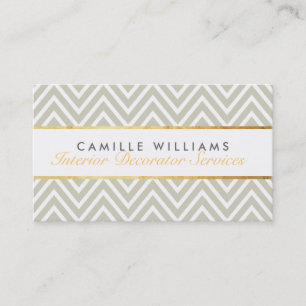 ELEGANT stylish gold strip chevron pattern taupe Business Card