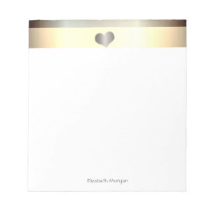 Elegant Stylish Gold  Stripes, Heart- Personalized Notepad