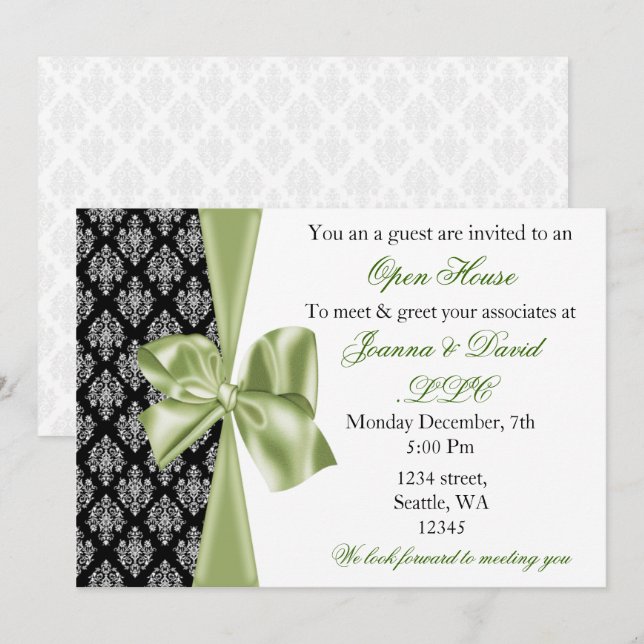 elegant stylish green Corporate Invitation (Front/Back)