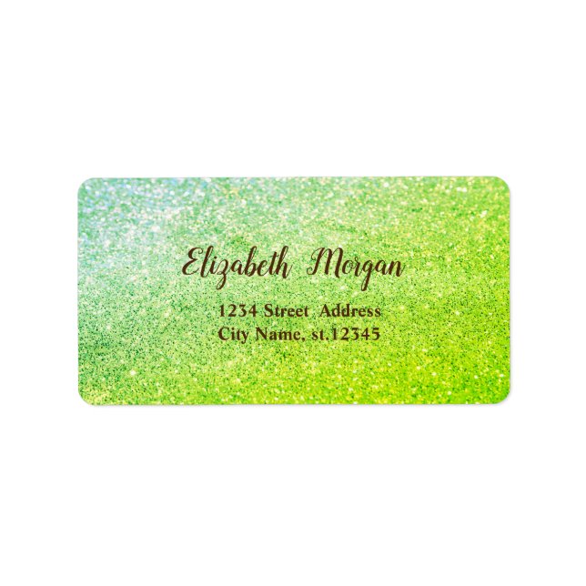 Elegant Stylish Green Glitter Label (Front)