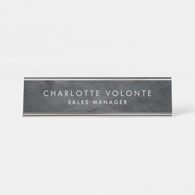 Elegant Stylish Grey Professional Art Desk Name Plate (Front)