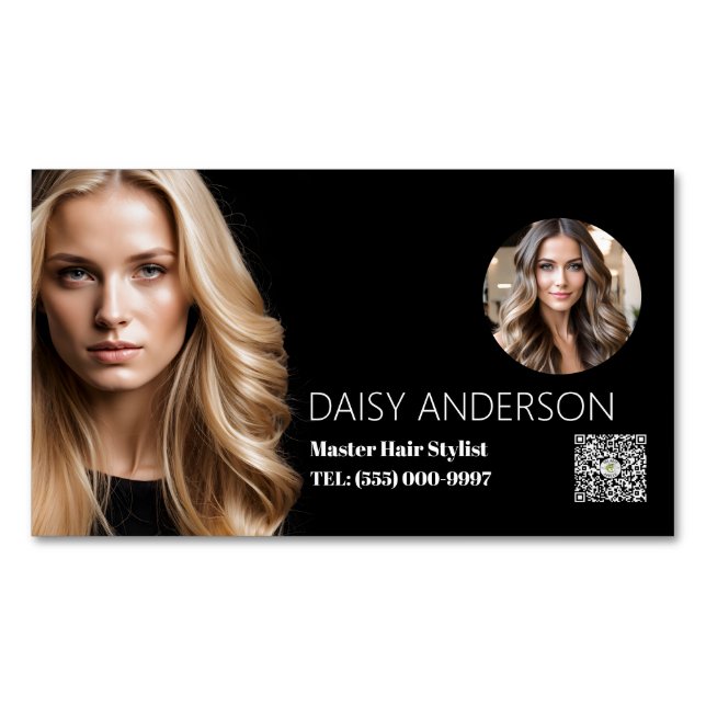 Elegant stylish Hairstylist  Business  Magnetic Business Card (Front)
