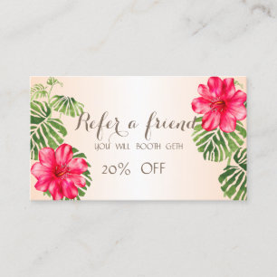 Elegant Stylish Hibiskus, Palm Leave Referral Card