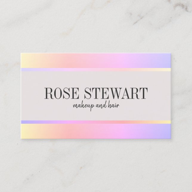 Elegant stylish holographic makeup and hair business card (Front)