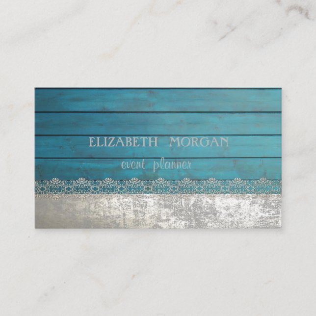 Elegant Stylish Lace,Wood Texture Business Card (Front)